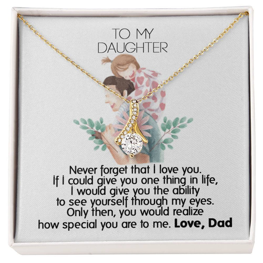 Special Daughter Through Dad’s Eyes 18K Yellow Gold Finish Alluring Beauty Necklace Jewelry Heartfelt Gift for Loving Child Birthday