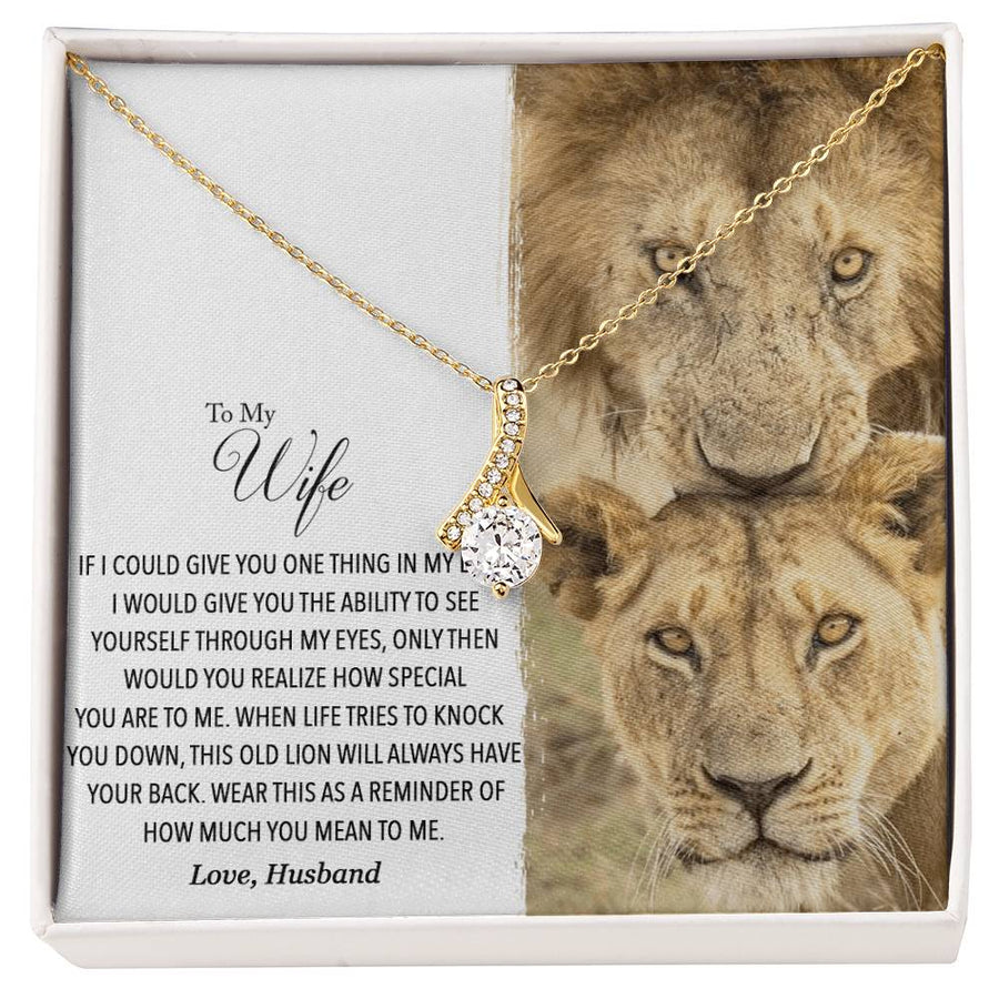Old Lion Always Have Your Back Wife 14K White Gold Finish Alluring Beauty Necklace Jewelry Perfect Gift for Beautiful Wife Anniversary