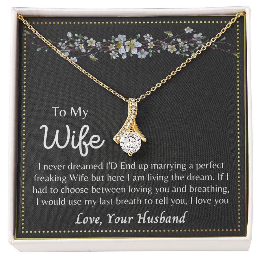 Living the Dream with Perfect Wife 18K Yellow Gold Finish Alluring Beauty Necklace Jewelry Beautiful Gift for Dream Wife Anniversary