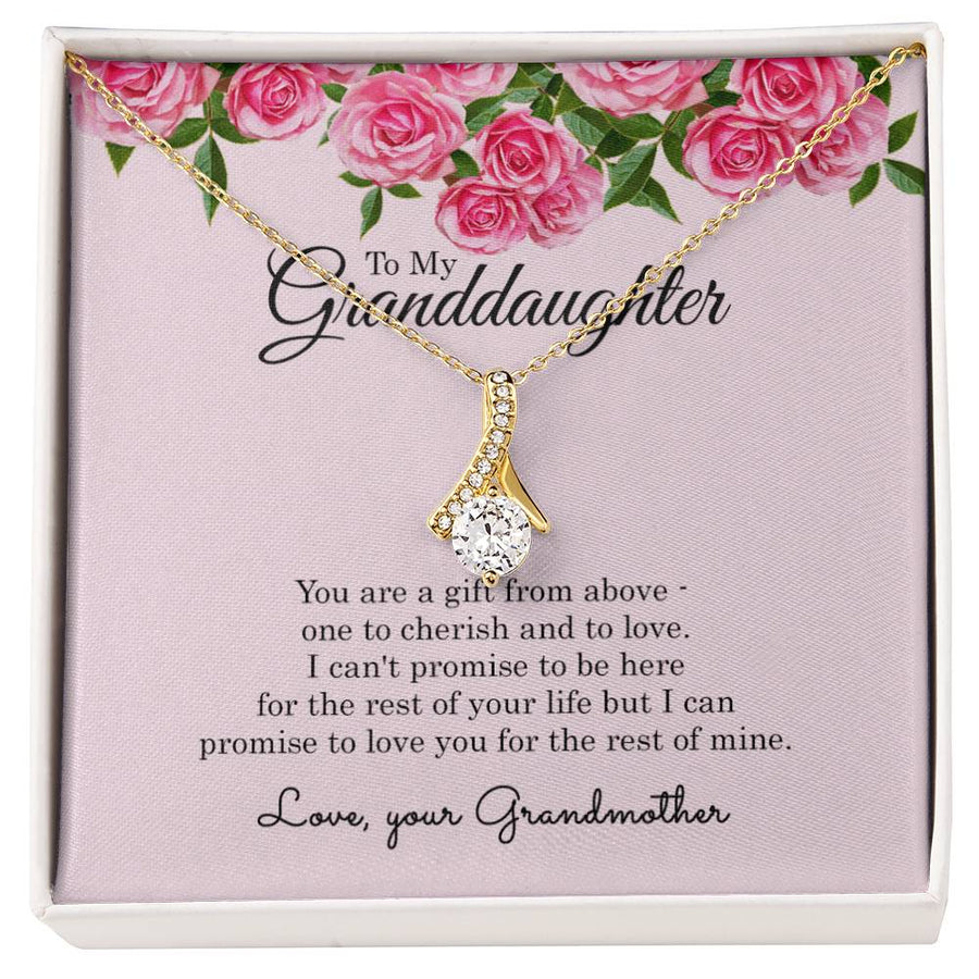 Cherished Treasure Roses From Grandma 18K Yellow Gold Finish Alluring Beauty Necklace Jewelry Beautiful Gift for Precious Granddaughter Birthday