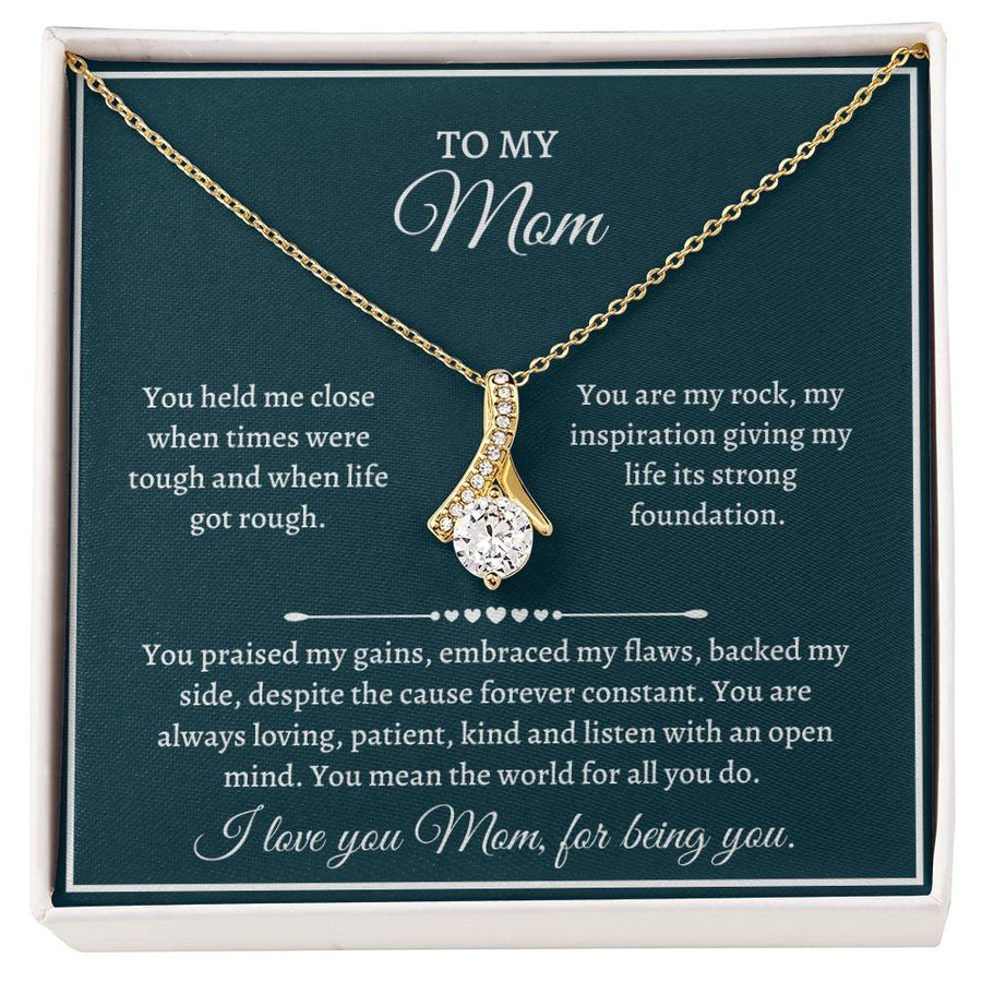 ou Held Me Close When Life Was Rough 18K Yellow Gold Finish Alluring Beauty Necklace Jewelry Beautiful Gift for Loving Mom Mother’s Day