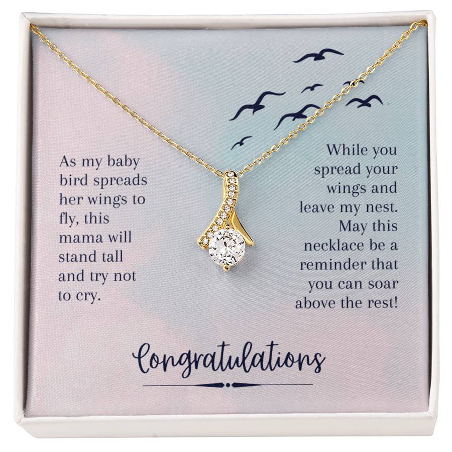 Spreading Wings Soar Above Graduation Daughter 18K Yellow Gold Finish Alluring Beauty Necklace Jewelry Empowering Gift from Proud Mom Graduation Day