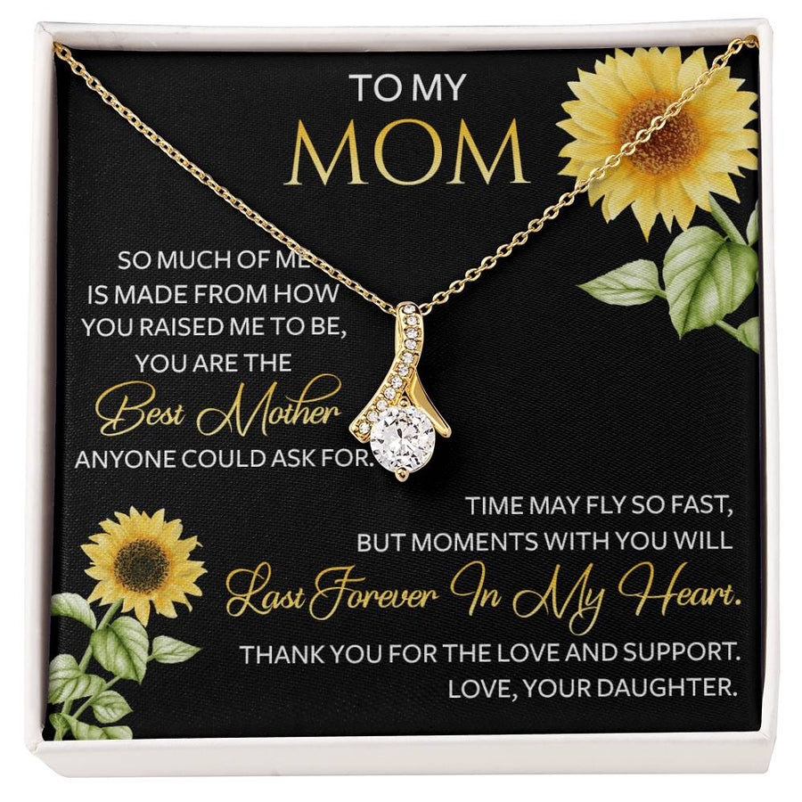Thank You Mom Endless Love Support 18K Yellow Gold Finish Alluring Beauty Necklace Jewelry Perfect Gift for Loving Mom