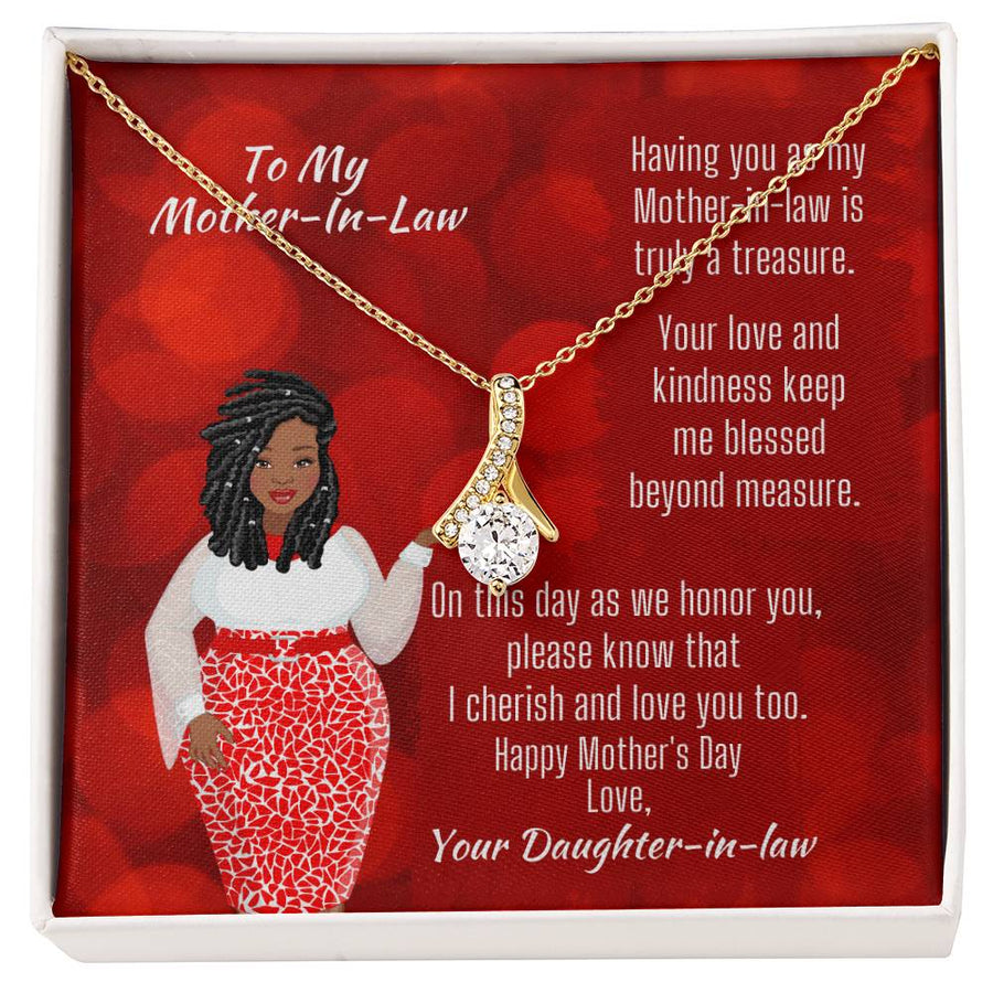 Love And Kindness Keep Me Blessed 14K White Gold Finish Alluring Beauty Necklace Jewelry Beautiful Gift for Amazing Mother-In-Law