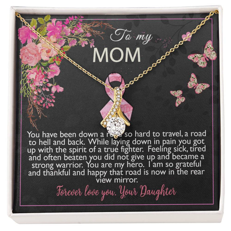 Warrior Journey Rear View Hero Love 18K Yellow Gold Finish Alluring Beauty Necklace Jewelry Grateful Gift for Brave Mom