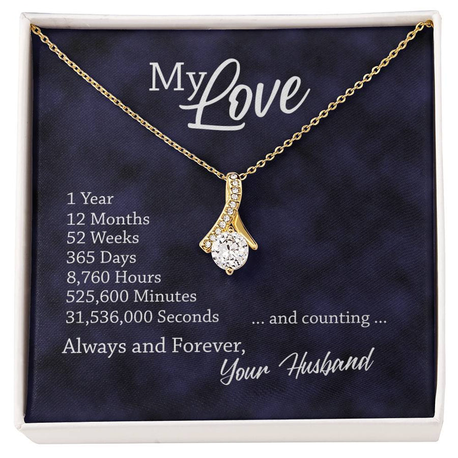Timeless Beautiful Wife 1 Year Milestones 18K Yellow Gold Finish Alluring Beauty Necklace Jewelry Romantic Anniversary Gift for Beautiful Wife from Husband