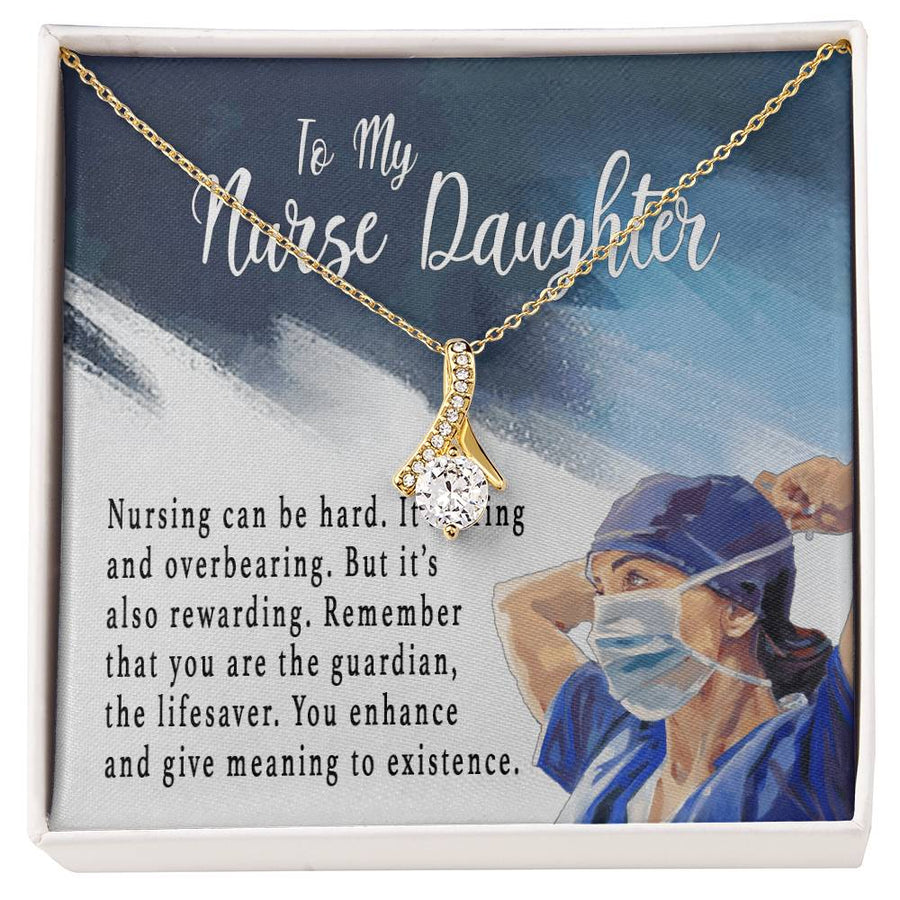 Nursing Strength Dedication Tribute 14K White Gold Finish Alluring Beauty Necklace Jewelry Empowering Gift for Caring Daughter Recognition