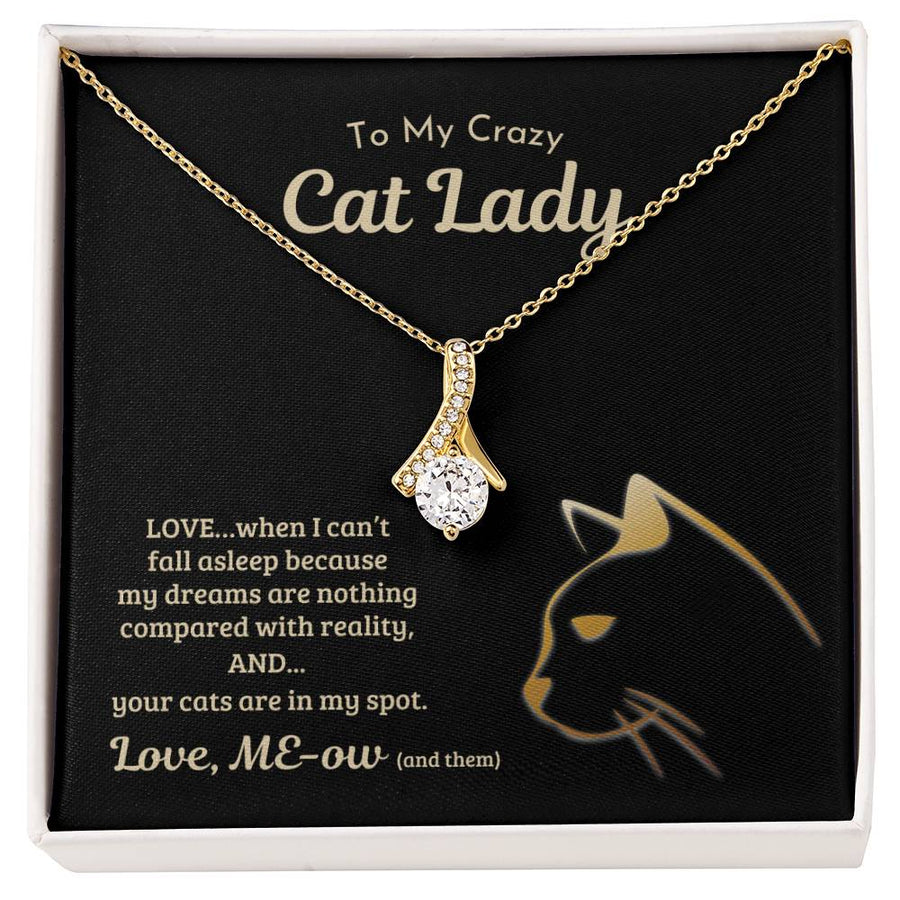Crazy Cat Lady Midnight Purring Moments 18K Yellow Gold Finish Alluring Beauty Necklace Jewelry Beautiful Gift for Cat Lover Birthday
