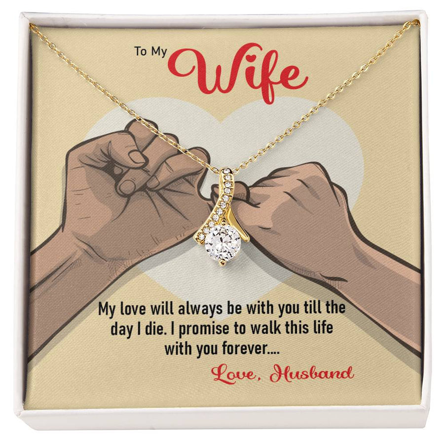 Pinkies Promise Eternal Love 18K Yellow Gold Finish Alluring Beauty Necklace Jewelry Romantic Gift for Beautiful Wife Anniversary