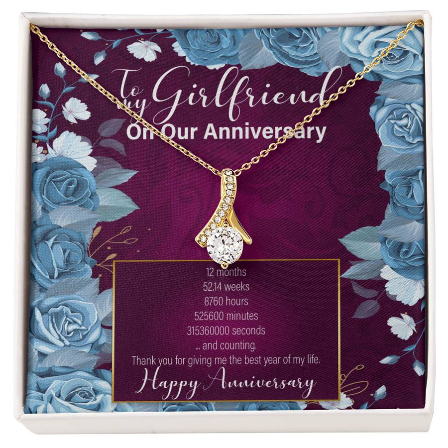 Milestone Love Blue Roses Girlfriend 1st Anniversary 18K Yellow Gold Finish Alluring Beauty Necklace Jewelry Perfect Romantic Gift for Alluring Girlfriend