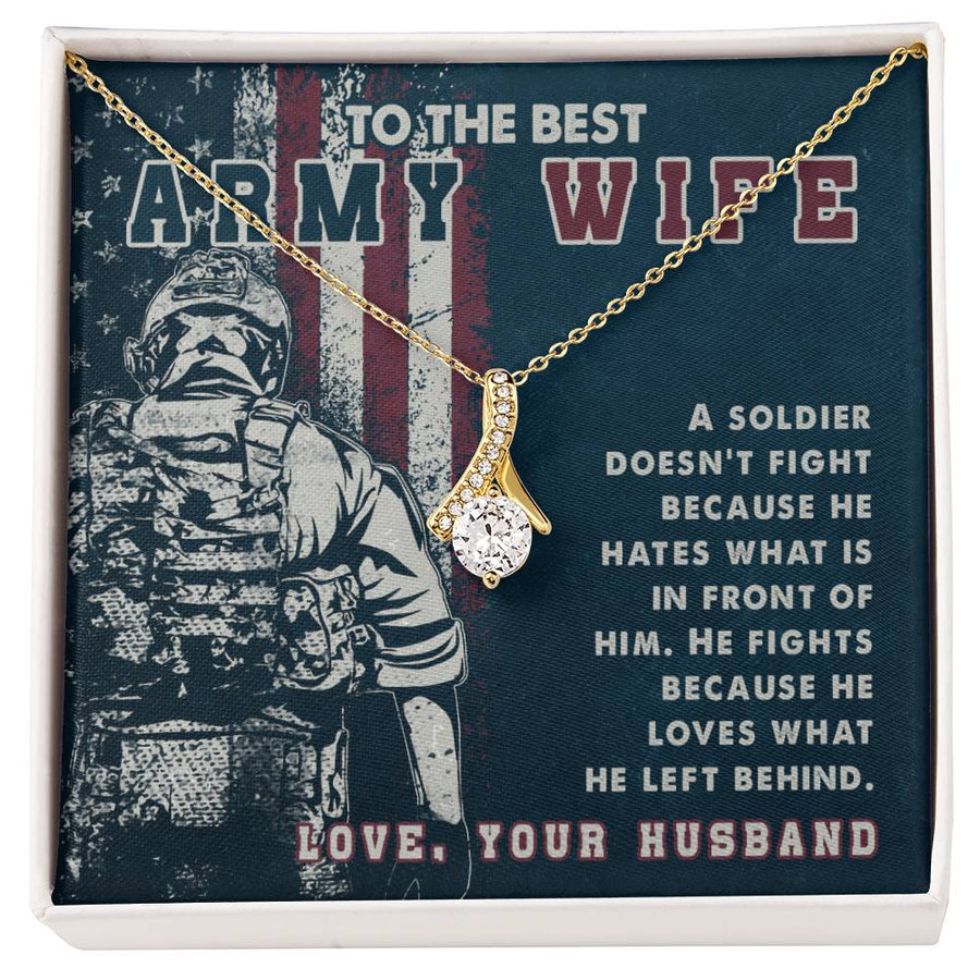 Best Army Wife Patriot Love Necklace 18K Yellow Gold Finish Alluring Beauty Necklace Jewelry Soldier's Devotion Gift for Military Wife