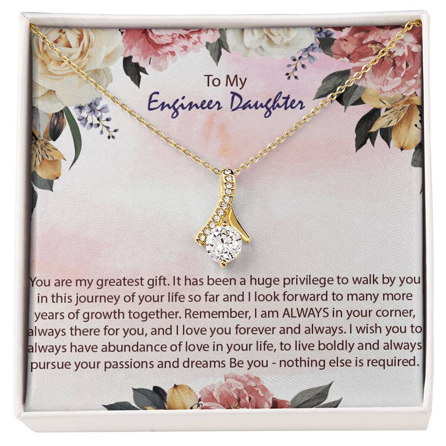 Growth Journey Engineer Daughter Floral Necklace 18K Yellow Gold Finish Alluring Beauty Jewelry Proud Gift for Remarkable Daughter