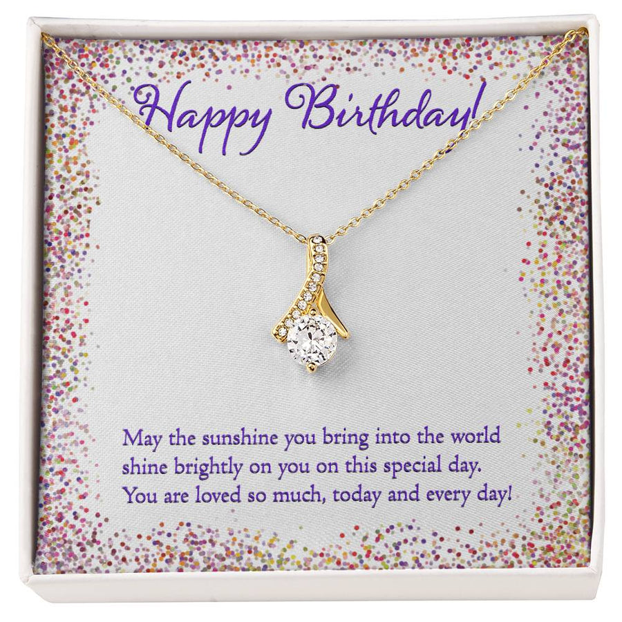 Shine Bright Beautiful Birthday Woman 18K Yellow Gold Finish Alluring Beauty Necklace Jewelry Joyful Gift for Her Birthday Celebration