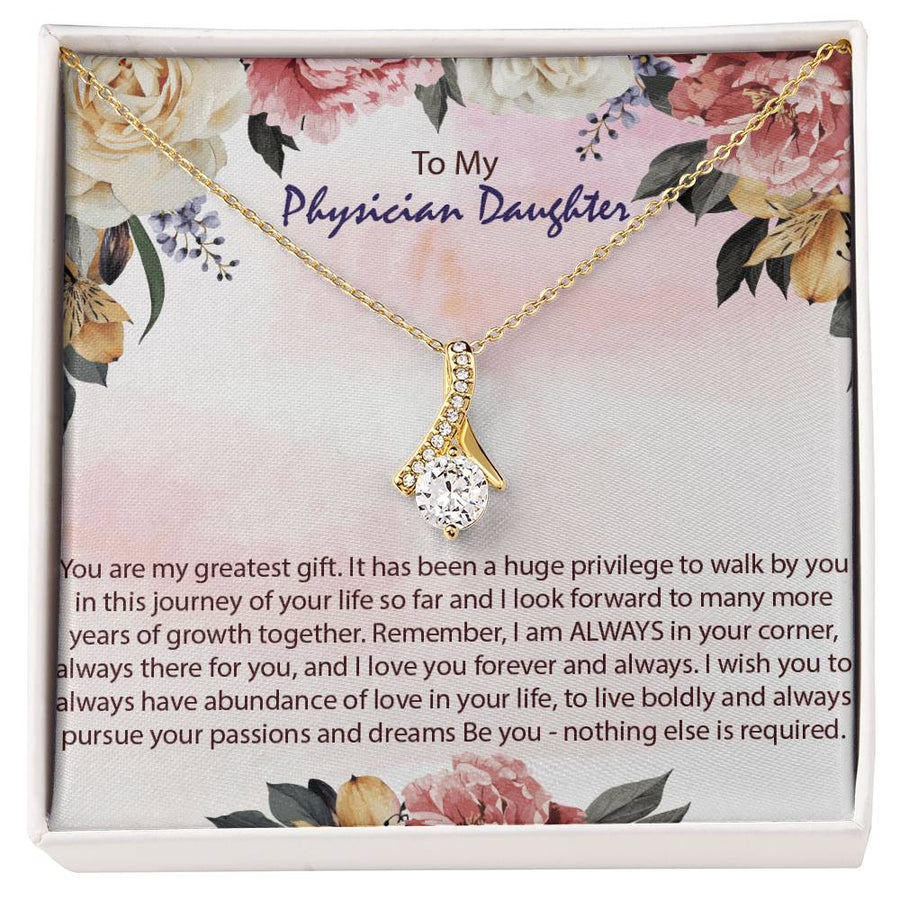 Pursue Your Passions Physician Daughter Necklace 18K Yellow Gold Finish Alluring Beauty Jewelry Elegant Floral Loving Gift
