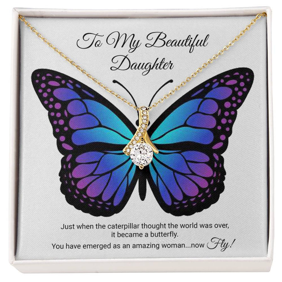 Emerged Butterfly Soar Woman 18K Yellow Gold Finish Alluring Beauty Necklace Jewelry Inspirational Gift for Beautiful Daughter Milestone