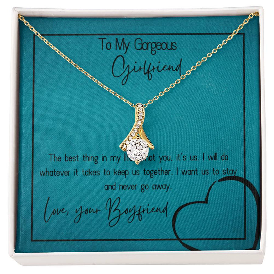 Gorgeous Us Together Beautiful Girlfriend 18K Yellow Gold Finish Alluring Beauty Necklace Jewelry Romantic Gift for Stunning Girlfriend Anniversary