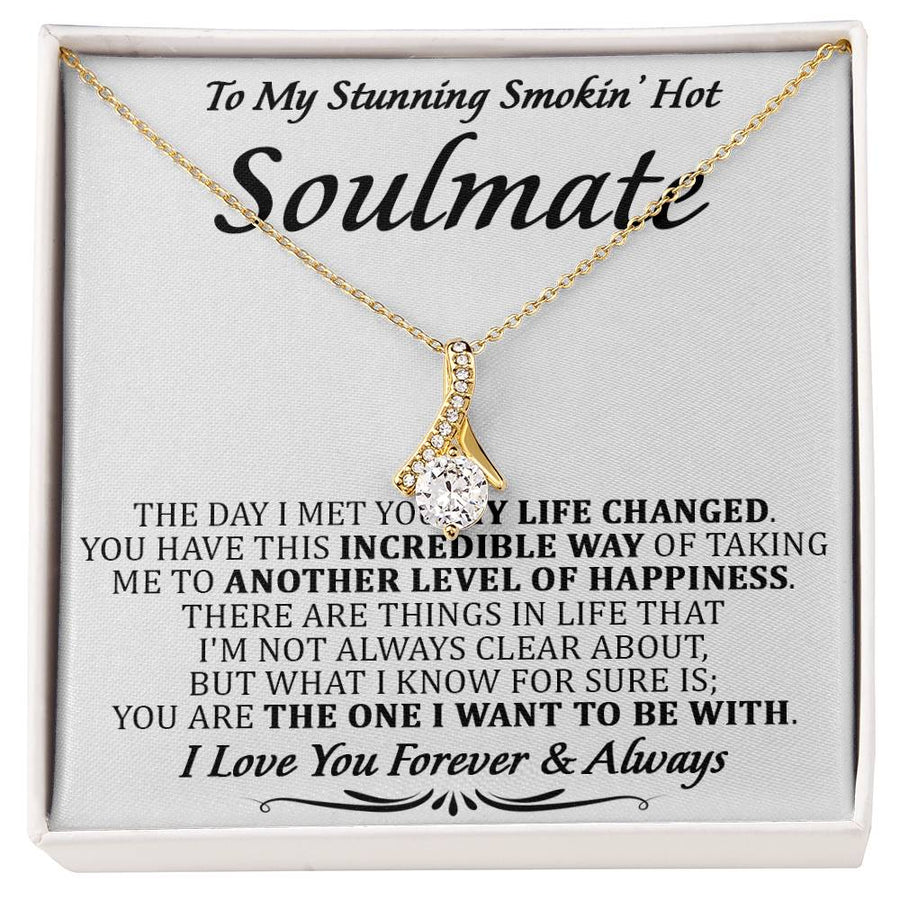 My Life Changed The Day I Met You 18K Yellow Gold Finish Alluring Beauty Necklace Jewelry Romantic Gift for Stunning Smokin’ Hot Soulmate