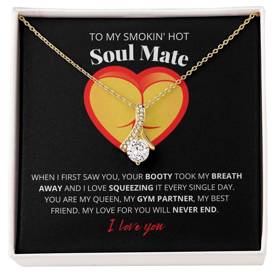 Smokin' Hot Soulmate Booty Love Necklace 18K Yellow Gold Finish Alluring Beauty Jewelry Playful Romantic Gift for Gorgeous Queen