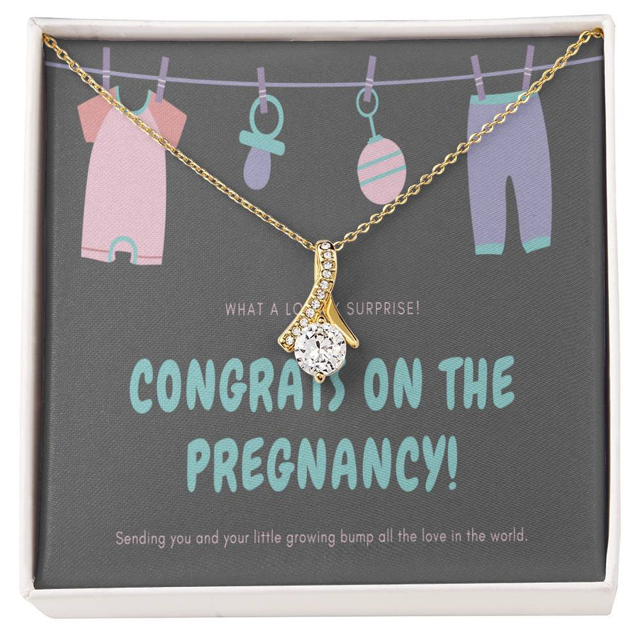 Hanging Toy Blessings 14K White Gold Finish Alluring Beauty Necklace Jewelry Joyful Keepsake for New Mommy Pregnancy Announcement