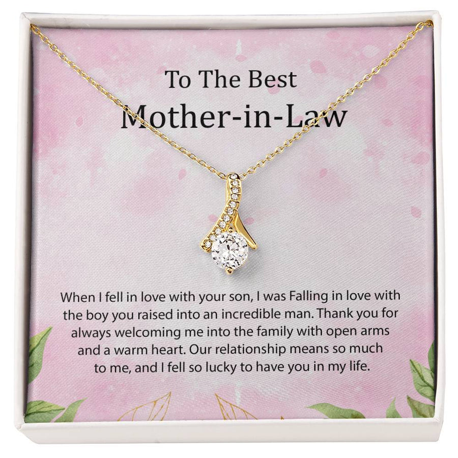Best Mother In Law Incredible Man Welcoming 18K Yellow Gold Finish Alluring Beauty Necklace Jewelry Beautiful Gift for Mother