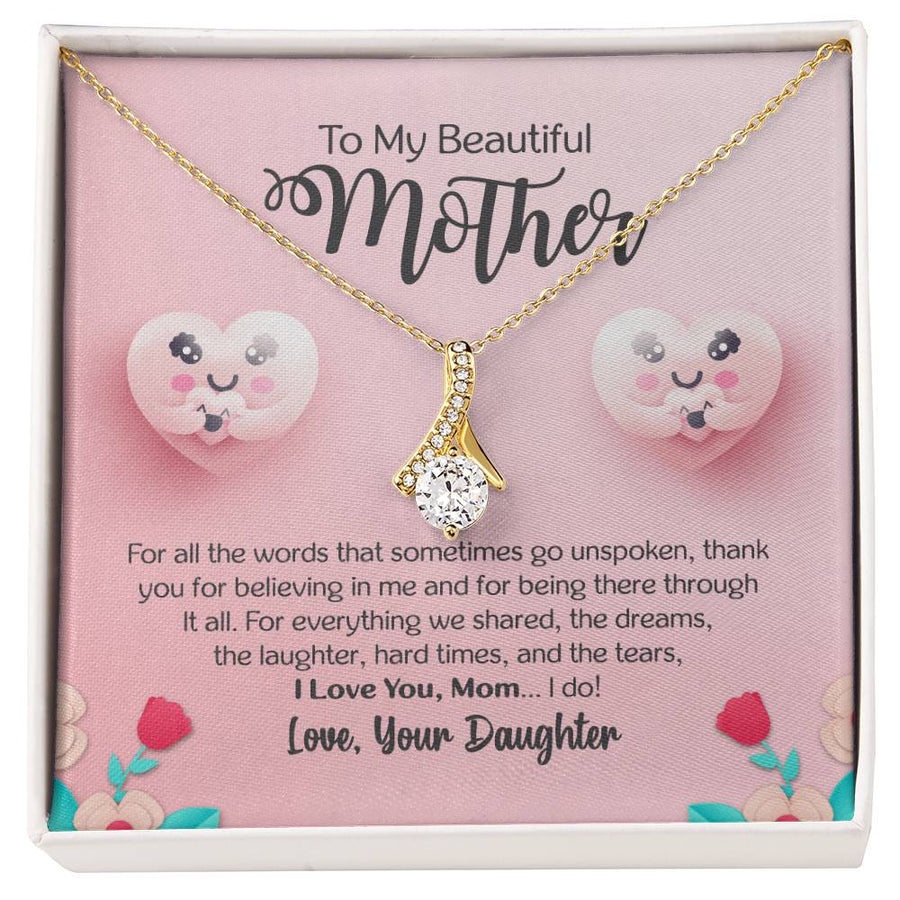 I Love You Mom Cute Hearts 18K Yellow Gold Finish Alluring Beauty Necklace Jewelry Loving Gift For Mother From Daughter