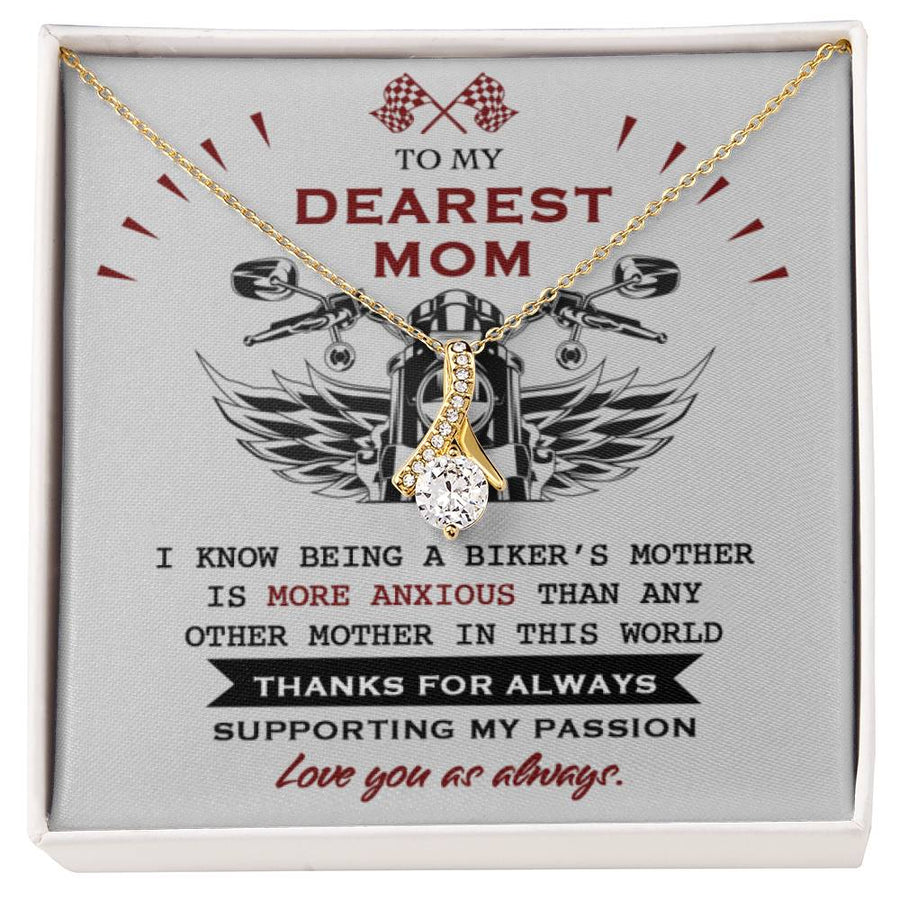 Motorcycle Wings Racing Flag Devotion 18K Yellow Gold Finish Alluring Beauty Necklace Jewelry Unique Gift for Supportive Mom Birthday
