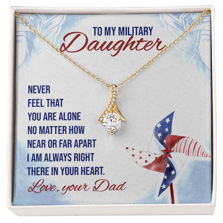 Heart Connection Proud Service 14K White Gold Finish Alluring Beauty Necklace Jewelry Loving Gift for Brave Girl Armed Forces