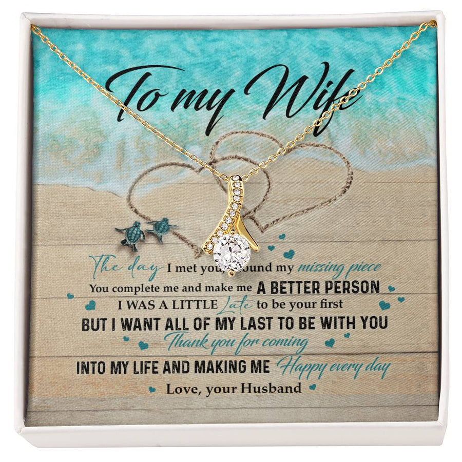 Thank You for Making Me Better Wife 14K White Gold Finish Alluring Beauty Necklace Jewelry Heartfelt Anniversary Gift for Stunning Wife from Loving Husband