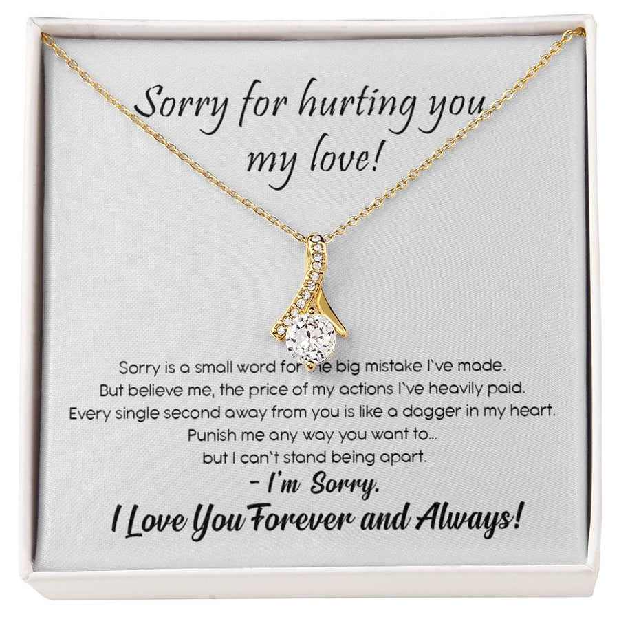 Sorry For Hurting You My Love 18K Yellow Gold Finish Alluring Beauty Necklace Jewelry Apology Gift for Wife or Girlfriend