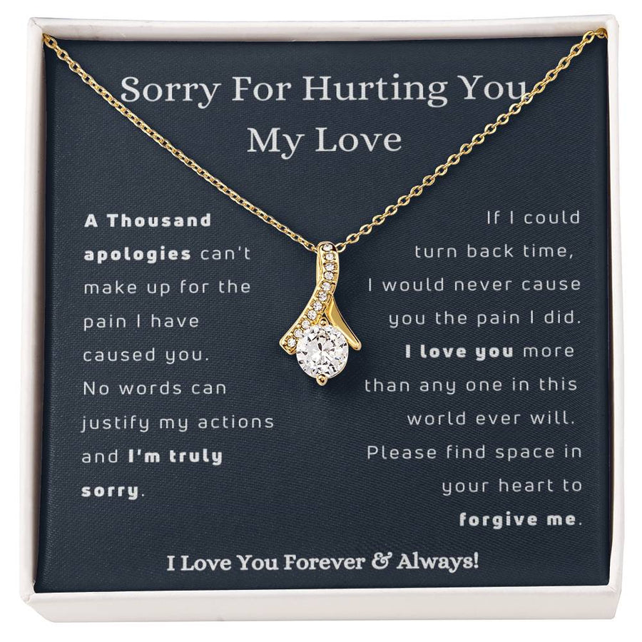 Forgive Me Hurting You 14K White Gold Finish Alluring Beauty Necklace Jewelry Heartfelt Gift for Loving Wife Special Day