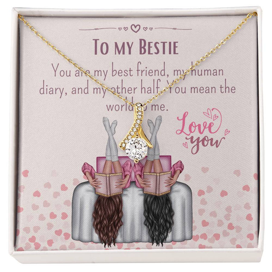 You Mean The World To Me 14K White Gold Finish Alluring Beauty Necklace Jewelry Deep Affection Bestie Bond