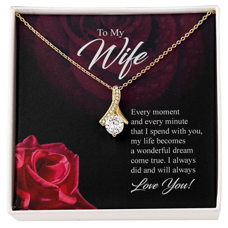 Every Moment With You Dream Wife 14K White Gold Finish Alluring Beauty Necklace Jewelry Heartfelt Present for Stunning Wife Birthday