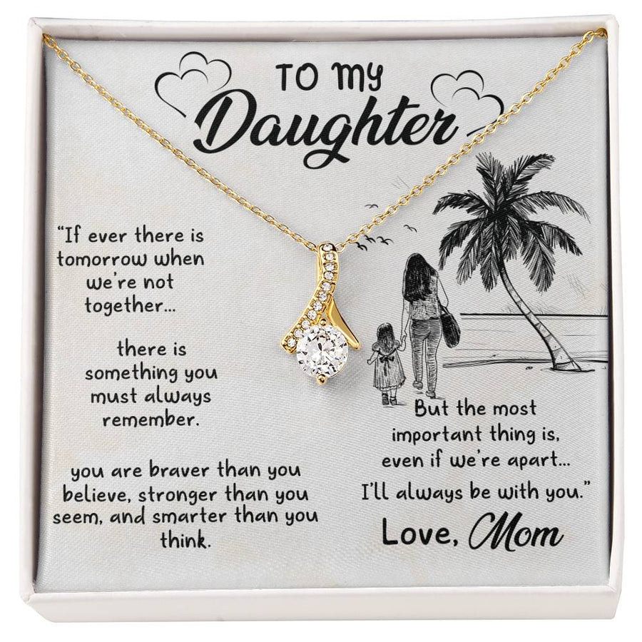 Brave Strong Daughter Always 18K Yellow Gold Finish Alluring Beauty Necklace Jewelry Empowering Gift for Daughter Birthday