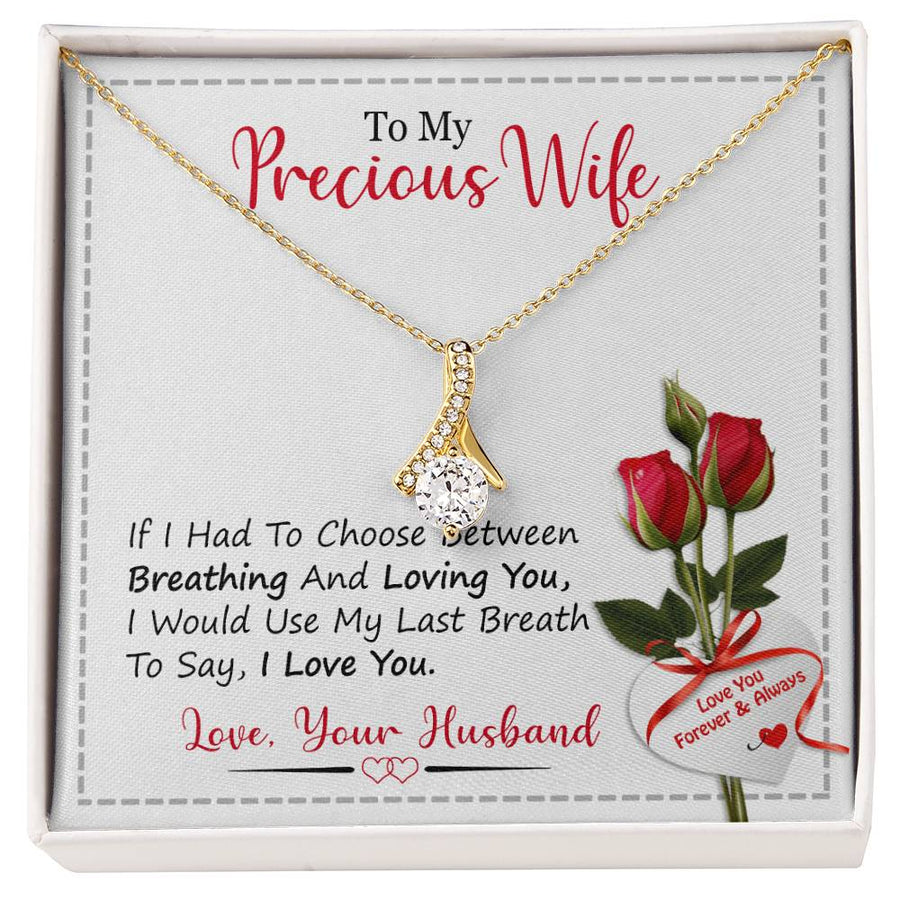 Love You Forever Always Stunning Wife Necklace 18K Yellow Gold Finish Alluring Beauty Necklace Jewelry Emotional Gift for Gorgeous Wife Anniversary