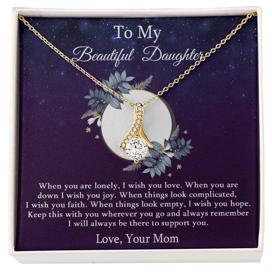 Beautiful Daughter Endless Support 18K Yellow Gold Finish Alluring Beauty Necklace Jewelry Perfect Gift for Daughter Birthday