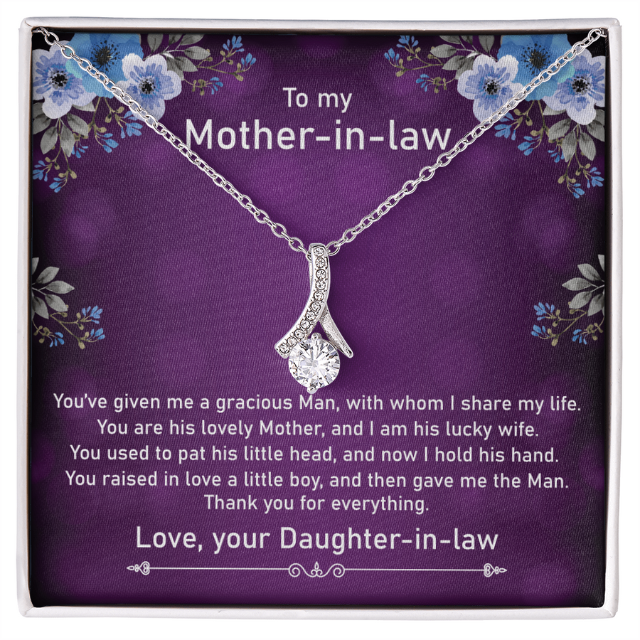 Love a Little Boy and Gave Me the Man 18K Rose Gold Alluring Beauty Necklace Jewelry Beautiful Mother's Day Gift for Mother-in-law