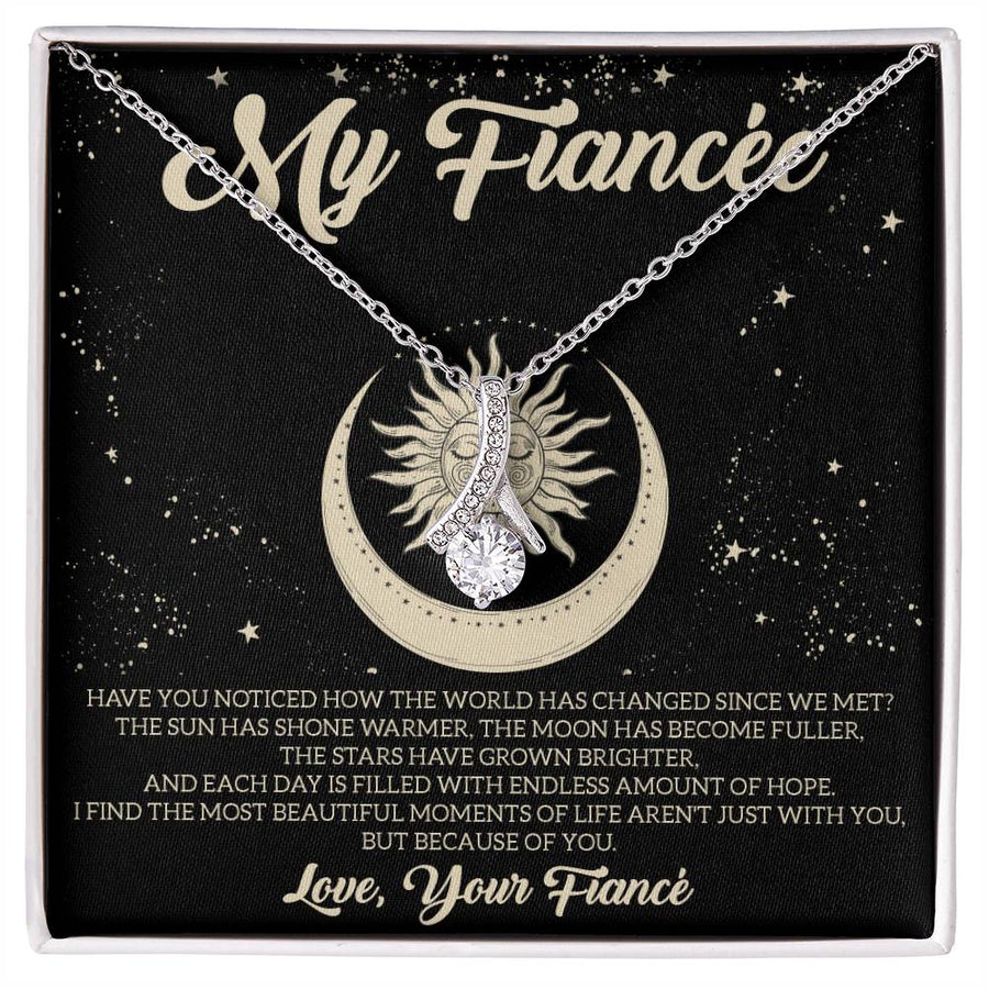 Most Beautiful Moments With You 14K White Gold Finish Alluring Beauty Necklace Jewelry Unique Gift for Amazing Fiancée Anniversary