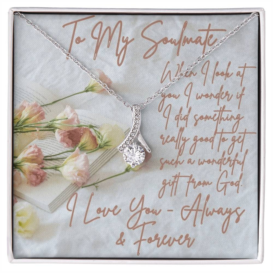 Soulmate Blessing Gratitude Flowers Card 14K White Gold Finish Alluring Beauty Necklace Jewelry Emotional Gift for Cherished Love Always & Forever
