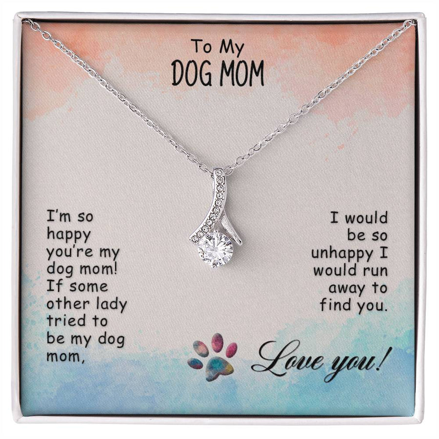So Happy You're My Dog Mom 18K Yellow Gold Finish Alluring Beauty Necklace Jewelry Grateful Pet Love Watercolor Paw