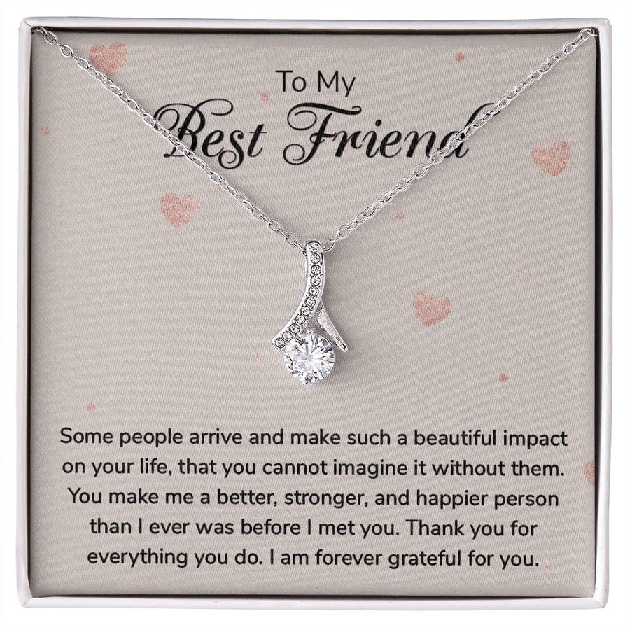 Best Friend Beautiful Impact Necklace 18K Yellow Gold Finish Alluring Beauty Necklace Jewelry Heartfelt Gift for Amazing Friend Grateful Forever