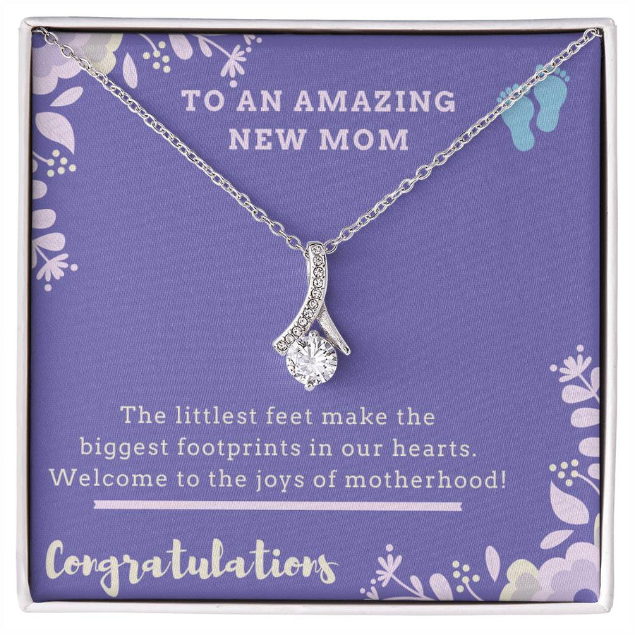 Joys of Motherhood Radiant New Mom 14K White Gold Finish Alluring Beauty Necklace Jewelry Beautiful Gift for New Mom Baby Birth