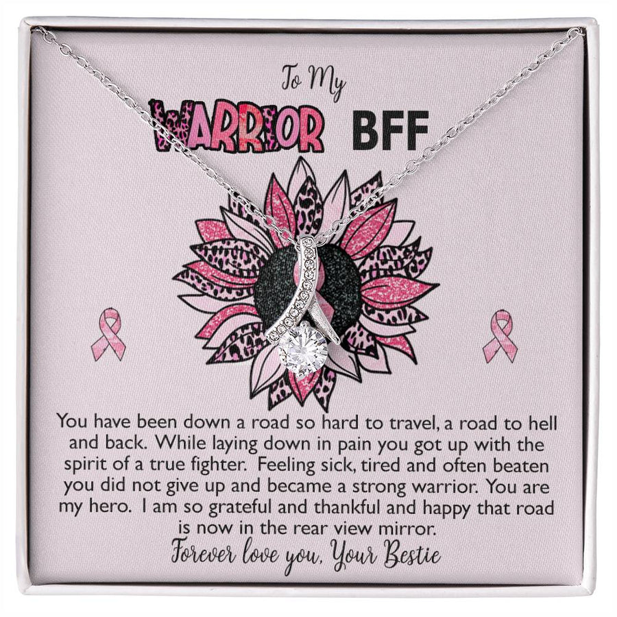 Spirit Of A Fighter Warrior BFF 18K Yellow Gold Finish Alluring Beauty Necklace Jewelry Breast Cancer Awareness Support