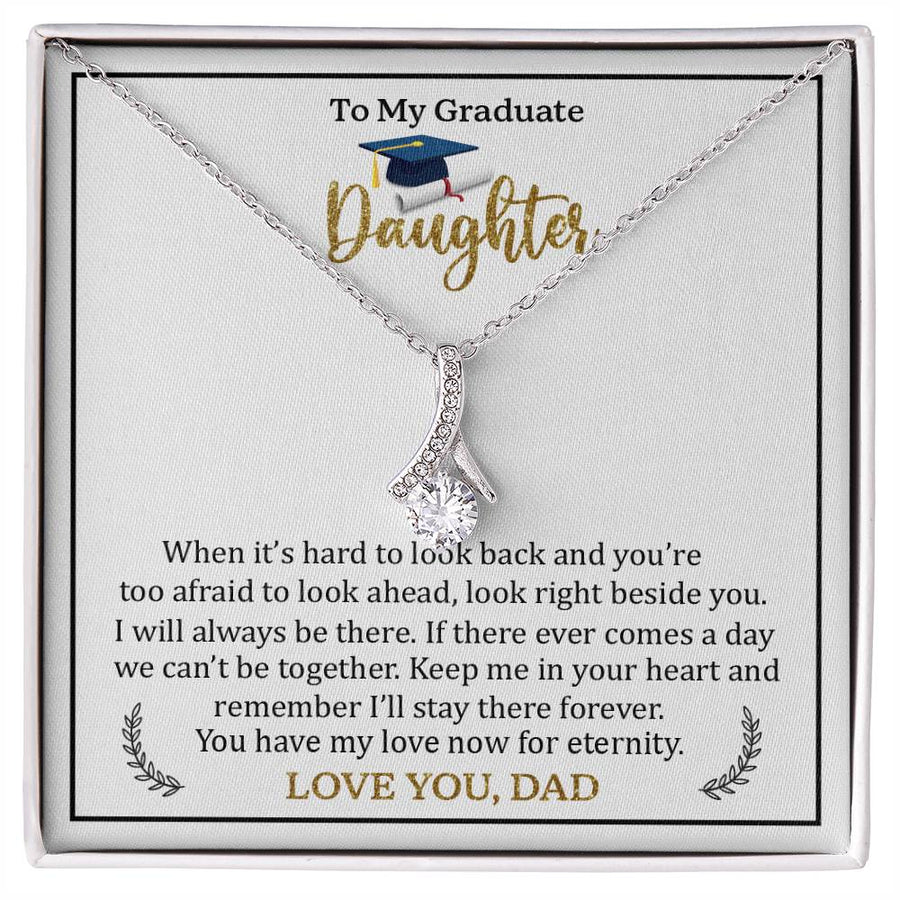 Look Right Beside You Daughter Graduation 18K Yellow Gold Finish Alluring Beauty Necklace Jewelry Empowering Gift for Graduate Daughter from Dad