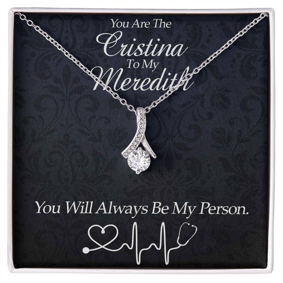 Cristina To My Meredith Person 18K Yellow Gold Finish Alluring Beauty Necklace Jewelry Medical Drama Inspired Dark Elegant