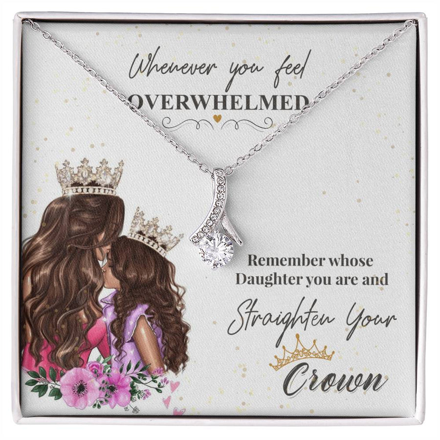 Straighten Your Crown Beautiful Daughter Gift 18K Yellow Gold Finish Alluring Beauty Necklace Jewelry Empowering Present for Supported Girl