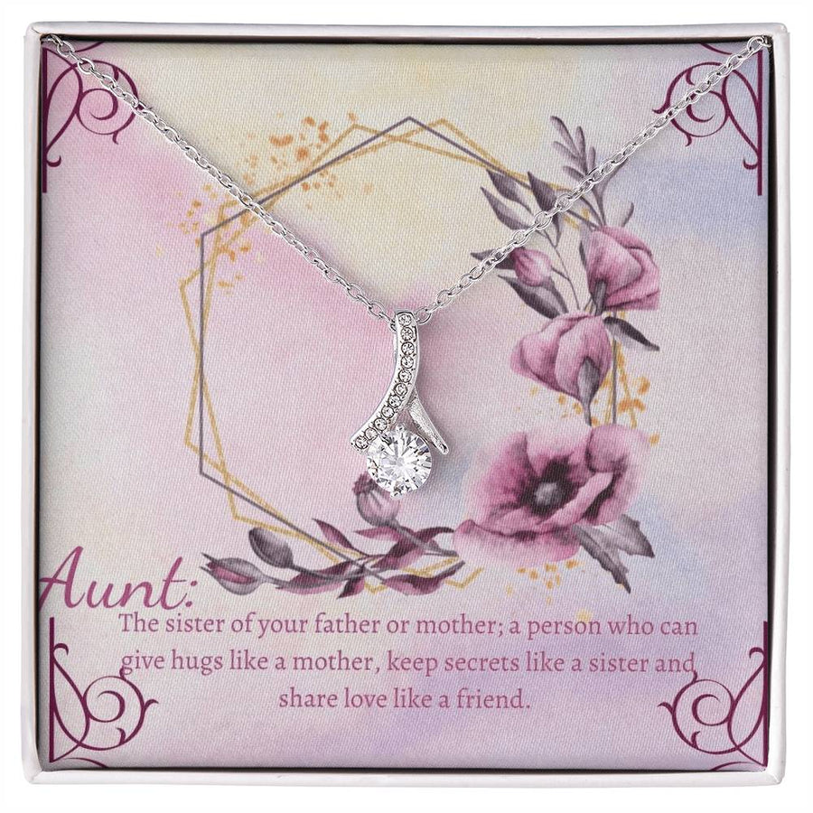 efinition Of Aunt Love Friend 14K White Gold Finish Alluring Beauty Necklace Jewelry Beautiful Gift for Amazing Aunt Floral Design