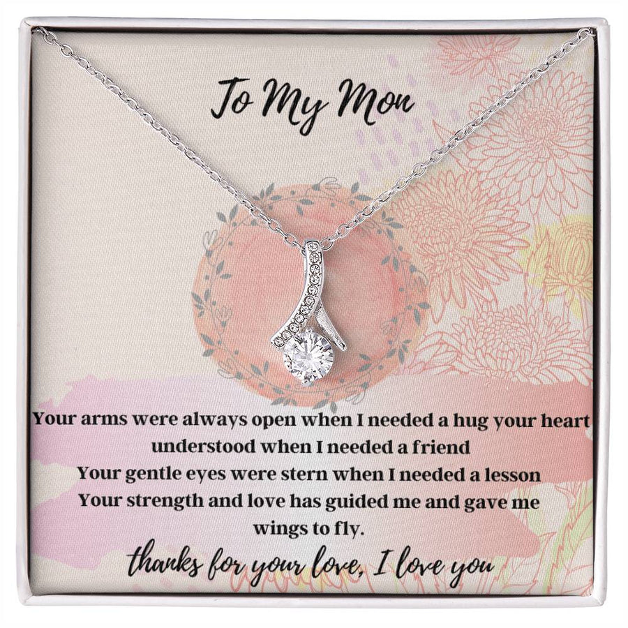 Always Open Arms Loving Mom 14K White Gold Finish Alluring Beauty Necklace Jewelry Heartfelt Gift for Mom Appreciation
