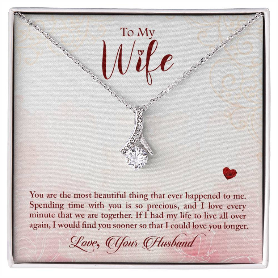 Spending Precious Time Loving Wife Forever 18K Yellow Gold Finish Alluring Beauty Necklace Jewelry Sentimental Jewelry for Elegant Wife from Husband