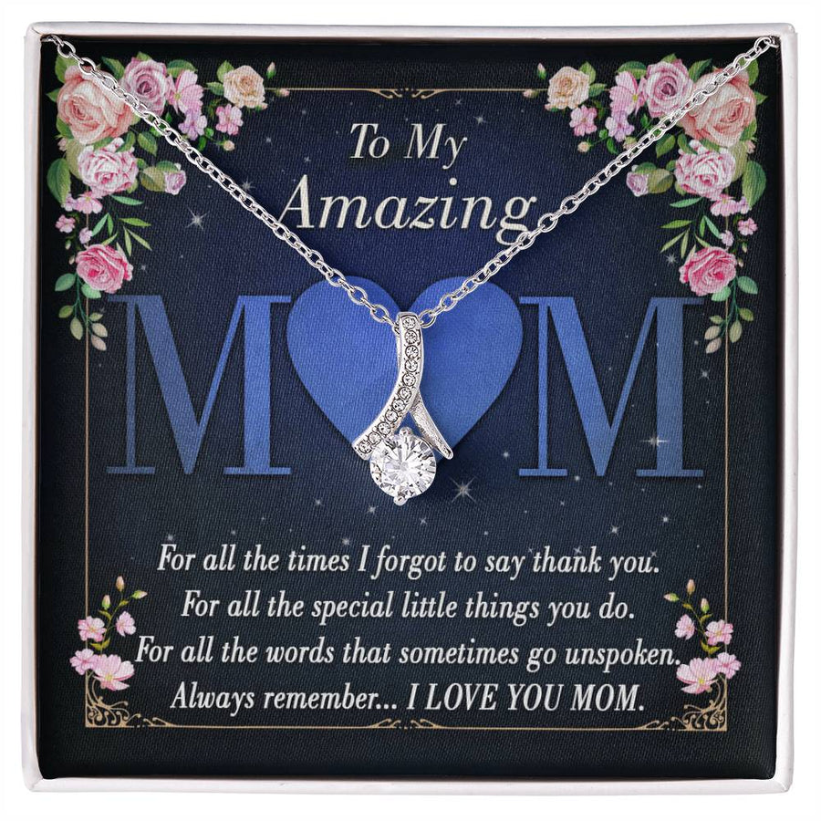 Unspoken Thanks Remembered Beautiful Mom 14K White Gold Finish Alluring Beauty Necklace Jewelry Heartfelt Present for Elegant Mom Birthday