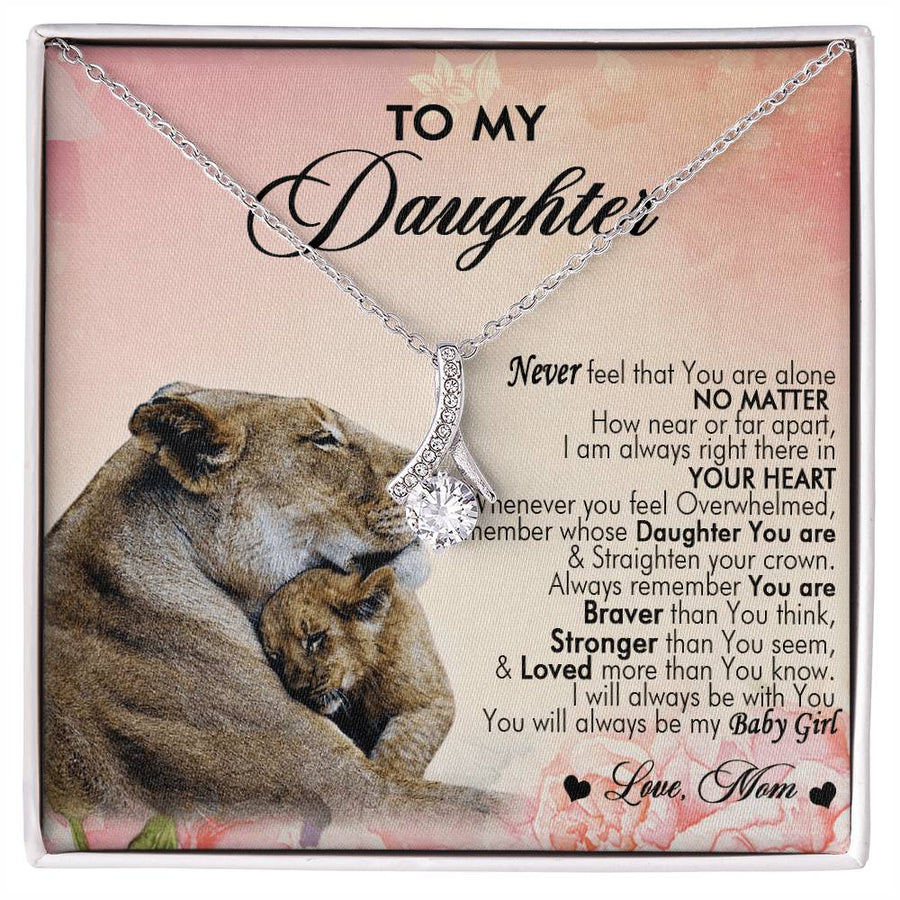 Daughter Never Feel Alone Always In Heart 18K Yellow Gold Finish Alluring Beauty Necklace Jewelry Beautiful Gift for Beautiful Daughter Birthday